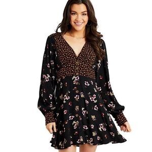 Altar'd State Black Floral Mini Dress